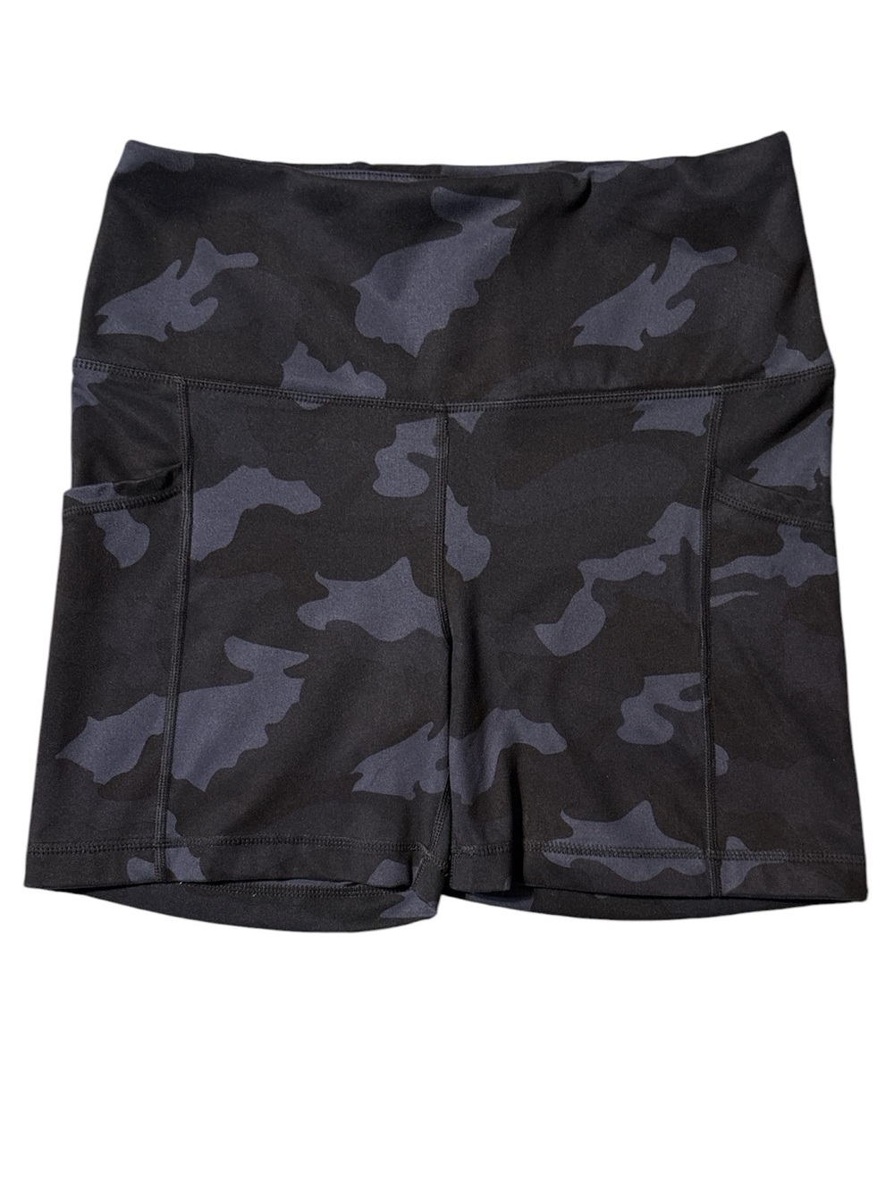 Yogalicious Black & Gray Camo High-Rise Athletic Shorts